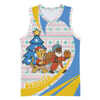Somalia Christmas Basketball Jersey with Santa Cheetah Christmas Tree Village Scene and Festive Snowflake - Wonder Print Shop