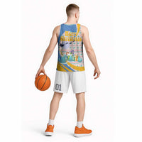 Somalia Christmas Basketball Jersey with Santa Cheetah Christmas Tree Village Scene and Festive Snowflake - Wonder Print Shop