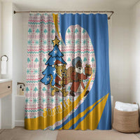 Somalia Christmas Bathroom Set with Santa Cheetah Christmas Tree Village Scene and Festive Snowflake - Wonder Print Shop