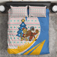 Somalia Christmas Bedding Set with Santa Cheetah Christmas Tree Village Scene and Festive Snowflake - Wonder Print Shop