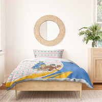 Somalia Christmas Bedding Set with Santa Cheetah Christmas Tree Village Scene and Festive Snowflake - Wonder Print Shop