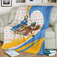 Somalia Christmas Blanket with Santa Cheetah Christmas Tree Village Scene and Festive Snowflake - Wonder Print Shop