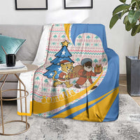 Somalia Christmas Blanket with Santa Cheetah Christmas Tree Village Scene and Festive Snowflake - Wonder Print Shop