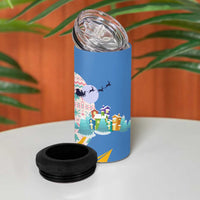Somalia Christmas 4 in 1 Can Cooler Tumbler with Santa Cheetah Christmas Tree Village Scene and Festive Snowflake - Wonder Print Shop