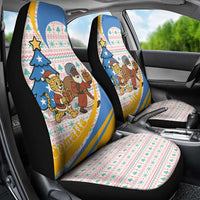 Somalia Christmas Car Seat Cover with Santa Cheetah Christmas Tree Village Scene and Festive Snowflake - Wonder Print Shop