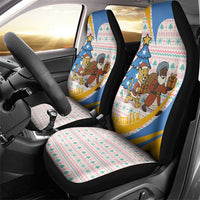 Somalia Christmas Car Seat Cover with Santa Cheetah Christmas Tree Village Scene and Festive Snowflake - Wonder Print Shop