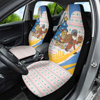 Somalia Christmas Car Seat Cover with Santa Cheetah Christmas Tree Village Scene and Festive Snowflake - Wonder Print Shop
