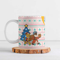 Somalia Christmas Ceramic Mug with Santa Cheetah Christmas Tree Village Scene and Festive Snowflake - Wonder Print Shop