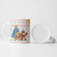 Somalia Christmas Ceramic Mug with Santa Cheetah Christmas Tree Village Scene and Festive Snowflake - Wonder Print Shop