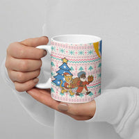 Somalia Christmas Ceramic Mug with Santa Cheetah Christmas Tree Village Scene and Festive Snowflake - Wonder Print Shop