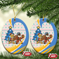 Somalia Christmas Ceramic Ornament with Santa Cheetah Christmas Tree Village Scene and Festive Snowflake - Wonder Print Shop