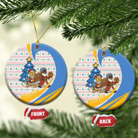 Somalia Christmas Ceramic Ornament with Santa Cheetah Christmas Tree Village Scene and Festive Snowflake - Wonder Print Shop