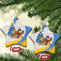 Somalia Christmas Ceramic Ornament with Santa Cheetah Christmas Tree Village Scene and Festive Snowflake - Wonder Print Shop