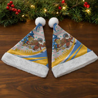 Somalia Christmas Santa Hat with Santa Cheetah Christmas Tree Village Scene and Festive Snowflake - Wonder Print Shop
