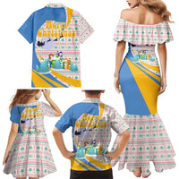Somalia Christmas Family Matching Mermaid Dress and Hawaiian Shirt with Santa Cheetah Christmas Tree Village Scene and Festive Snowflake - Wonder Print Shop