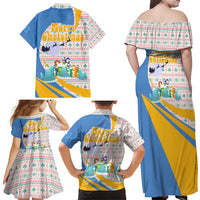 Somalia Christmas Family Matching Off Shoulder Maxi Dress and Hawaiian Shirt with Santa Cheetah Christmas Tree Village Scene and Festive Snowflake - Wonder Print Shop