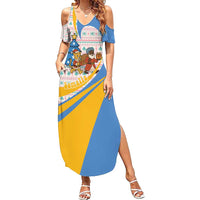 Somalia Christmas Family Matching Summer Maxi Dress and Hawaiian Shirt with Santa Cheetah Christmas Tree Village Scene and Festive Snowflake - Wonder Print Shop