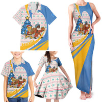 Somalia Christmas Family Matching Tank Maxi Dress and Hawaiian Shirt with Santa Cheetah Christmas Tree Village Scene and Festive Snowflake - Wonder Print Shop