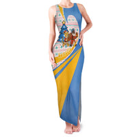 Somalia Christmas Family Matching Tank Maxi Dress and Hawaiian Shirt with Santa Cheetah Christmas Tree Village Scene and Festive Snowflake - Wonder Print Shop