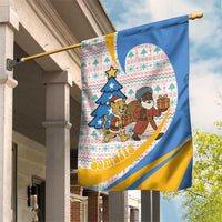Somalia Christmas Garden Flag with Santa Cheetah Christmas Tree Village Scene and Festive Snowflake - Wonder Print Shop
