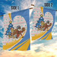 Somalia Christmas Garden Flag with Santa Cheetah Christmas Tree Village Scene and Festive Snowflake - Wonder Print Shop