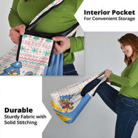 Somalia Christmas Grocery Bag with Santa Cheetah Christmas Tree Village Scene and Festive Snowflake - Wonder Print Shop