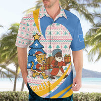 Somalia Christmas Hawaiian Shirt with Santa Cheetah Christmas Tree Village Scene and Festive Snowflake - Wonder Print Shop