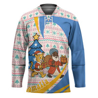 Somalia Christmas Hockey Jersey with Santa Cheetah Christmas Tree Village Scene and Festive Snowflake - Wonder Print Shop