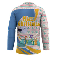 Somalia Christmas Hockey Jersey with Santa Cheetah Christmas Tree Village Scene and Festive Snowflake - Wonder Print Shop