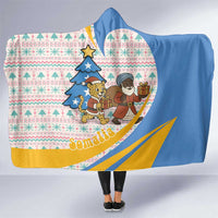 Somalia Christmas Hooded Blanket with Santa Cheetah Christmas Tree Village Scene and Festive Snowflake - Wonder Print Shop