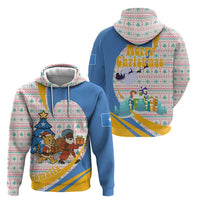 Somalia Christmas Hoodie with Santa Cheetah Christmas Tree Village Scene and Festive Snowflake - Wonder Print Shop