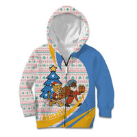 Somalia Christmas Kid Hoodie with Santa Cheetah Christmas Tree Village Scene and Festive Snowflake - Wonder Print Shop