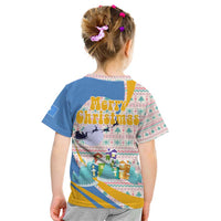 Somalia Christmas Kid T Shirt with Santa Cheetah Christmas Tree Village Scene and Festive Snowflake - Wonder Print Shop