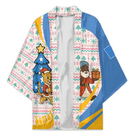 Somalia Christmas Kimono with Santa Cheetah Christmas Tree Village Scene and Festive Snowflake - Wonder Print Shop