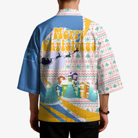 Somalia Christmas Kimono with Santa Cheetah Christmas Tree Village Scene and Festive Snowflake - Wonder Print Shop