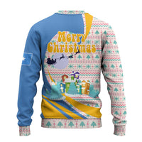 Somalia Christmas Ugly Christmas Sweater with Santa Cheetah Christmas Tree Village Scene and Festive Snowflake - Wonder Print Shop