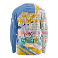 Somalia Christmas Long Sleeve Shirt with Santa Cheetah Christmas Tree Village Scene and Festive Snowflake - Wonder Print Shop
