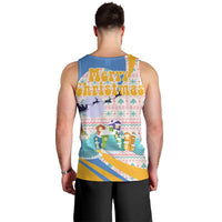 Somalia Christmas Men Tank Top with Santa Cheetah Christmas Tree Village Scene and Festive Snowflake - Wonder Print Shop