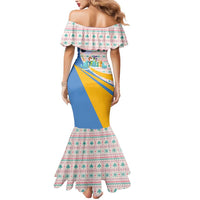 Somalia Christmas Mermaid Dress with Santa Cheetah Christmas Tree Village Scene and Festive Snowflake - Wonder Print Shop