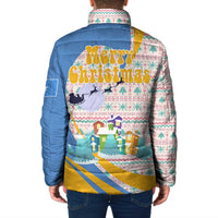 Somalia Christmas Padded Jacket with Santa Cheetah Christmas Tree Village Scene and Festive Snowflake - Wonder Print Shop