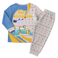 Somalia Christmas Pajama Set with Santa Cheetah Christmas Tree Village Scene and Festive Snowflake - Wonder Print Shop