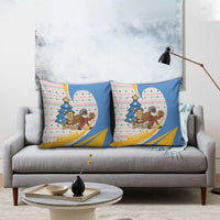 Somalia Christmas Pillow Cover with Santa Cheetah Christmas Tree Village Scene and Festive Snowflake - Wonder Print Shop