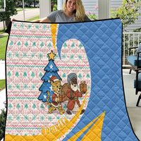 Somalia Christmas Quilt with Santa Cheetah Christmas Tree Village Scene and Festive Snowflake - Wonder Print Shop