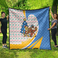 Somalia Christmas Quilt with Santa Cheetah Christmas Tree Village Scene and Festive Snowflake - Wonder Print Shop