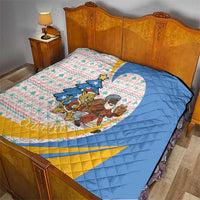 Somalia Christmas Quilt with Santa Cheetah Christmas Tree Village Scene and Festive Snowflake - Wonder Print Shop