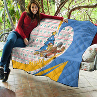 Somalia Christmas Quilt with Santa Cheetah Christmas Tree Village Scene and Festive Snowflake - Wonder Print Shop