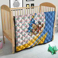 Somalia Christmas Quilt with Santa Cheetah Christmas Tree Village Scene and Festive Snowflake - Wonder Print Shop