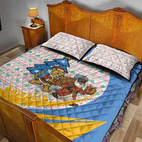 Somalia Christmas Quilt Bed Set with Santa Cheetah Christmas Tree Village Scene and Festive Snowflake - Wonder Print Shop