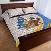 Somalia Christmas Quilt Bed Set with Santa Cheetah Christmas Tree Village Scene and Festive Snowflake - Wonder Print Shop