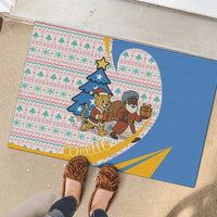 Somalia Christmas Rubber Doormat with Santa Cheetah Christmas Tree Village Scene and Festive Snowflake - Wonder Print Shop